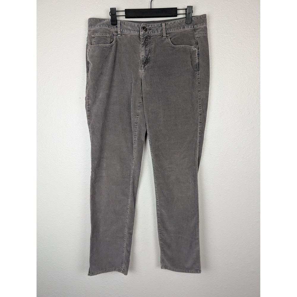Sonoma Corduroy Pants Womens 12 Gray Straight Leg Stretch Mid Rise Casual